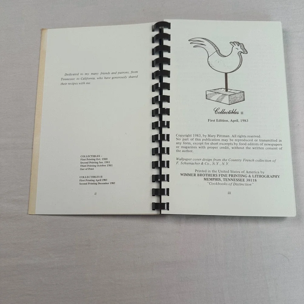 Vintage Collectibles II Cookbook Mary Pittman 1985 Spiral Bound Recipes Texas